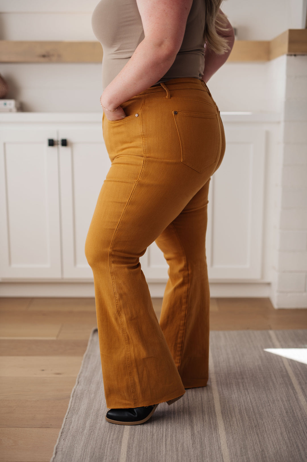 Melinda High Rise Control Top Flare Jeans in Marigold